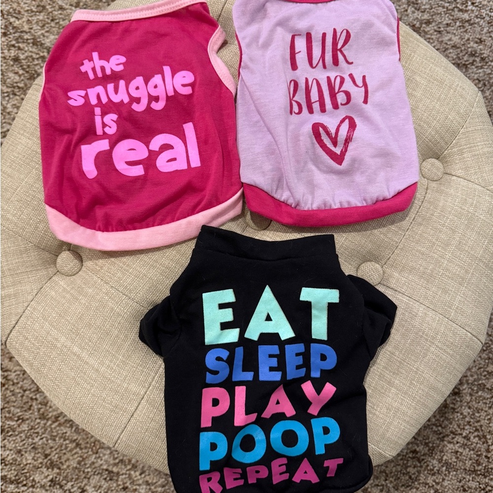 Lot 4. Three cute, size small pet shirts.